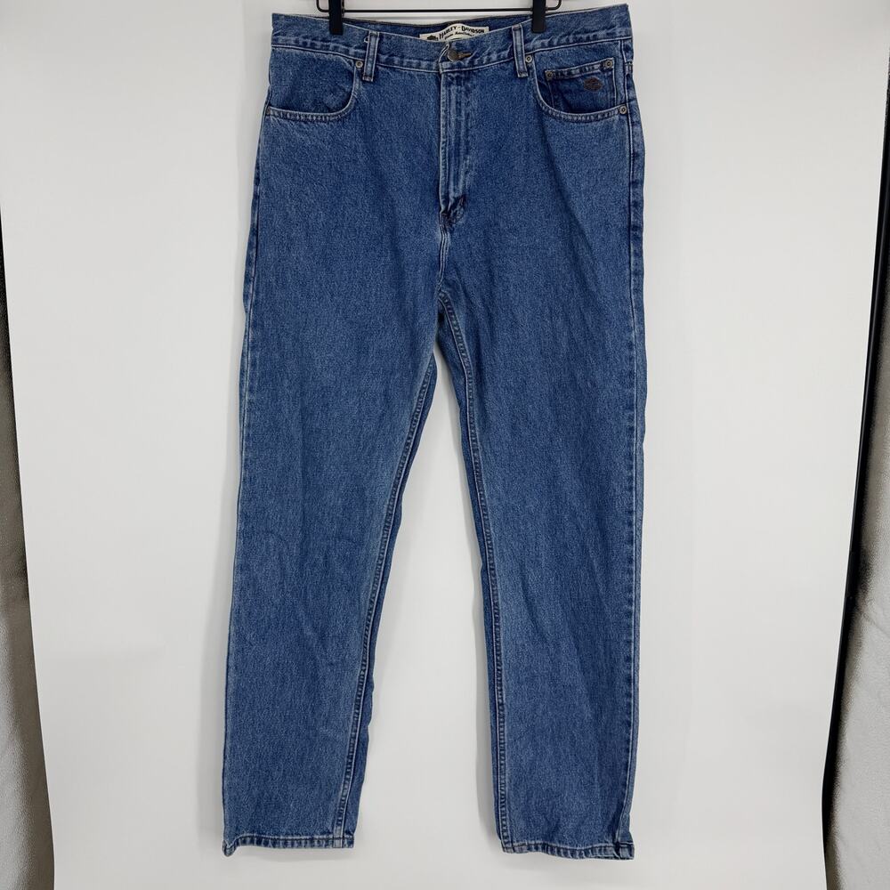 Harley Davidson Original Straight Medium Wash Motorcycle Blue Jean Mens 38x34